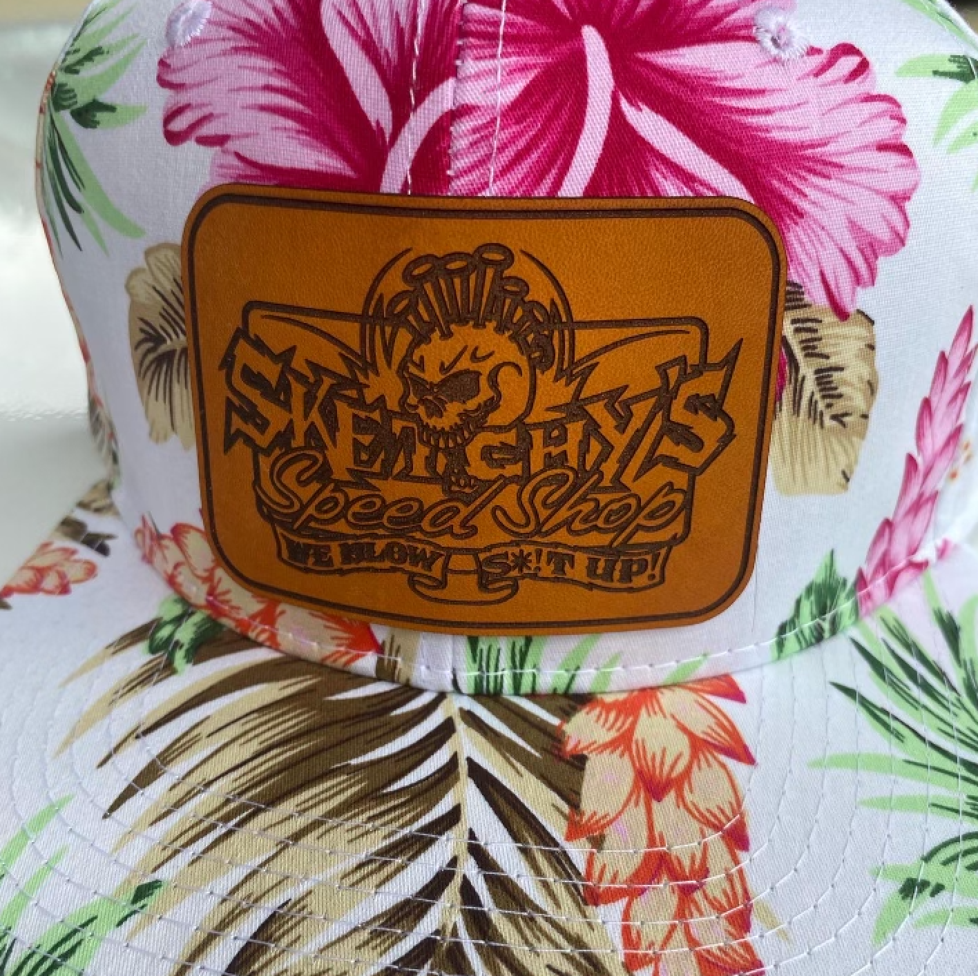 Sketchy's Floral Hat w/ Leather Logo Patch