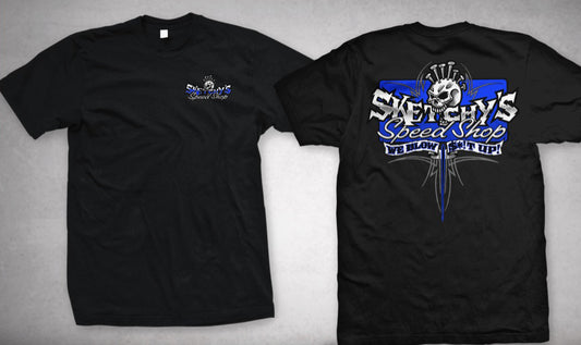 Sketchy's Pinhead - Blue logo Tee